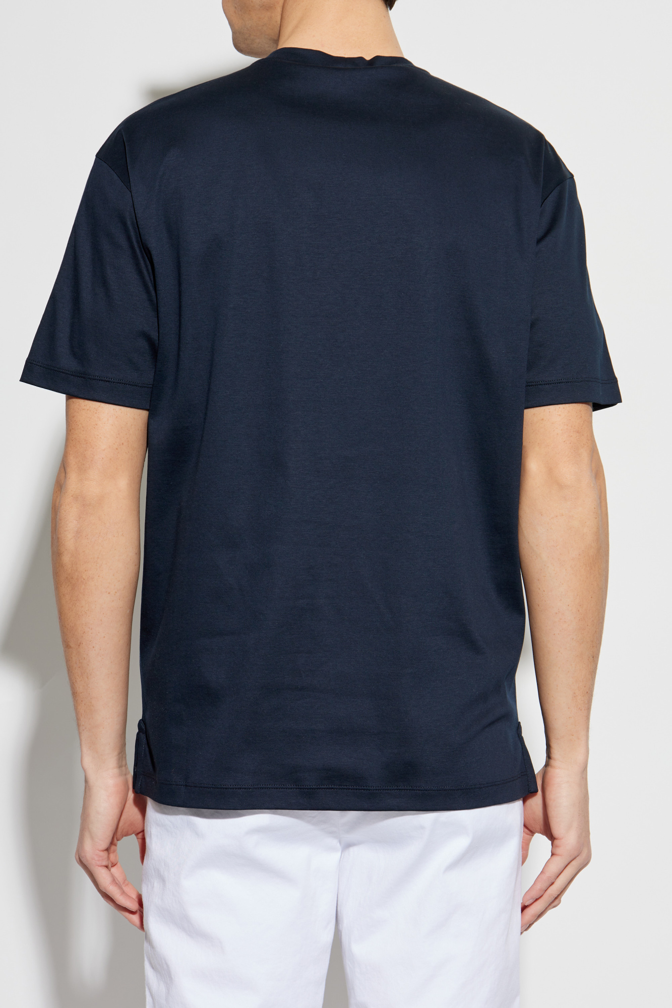 Tシャツ・カットソー GIORGIO ARMANI Men T Shirts GM001085 TE10629 UB100 Blue Icon Crew-neck T-shirt in stretch viscose jersey | Giorgio